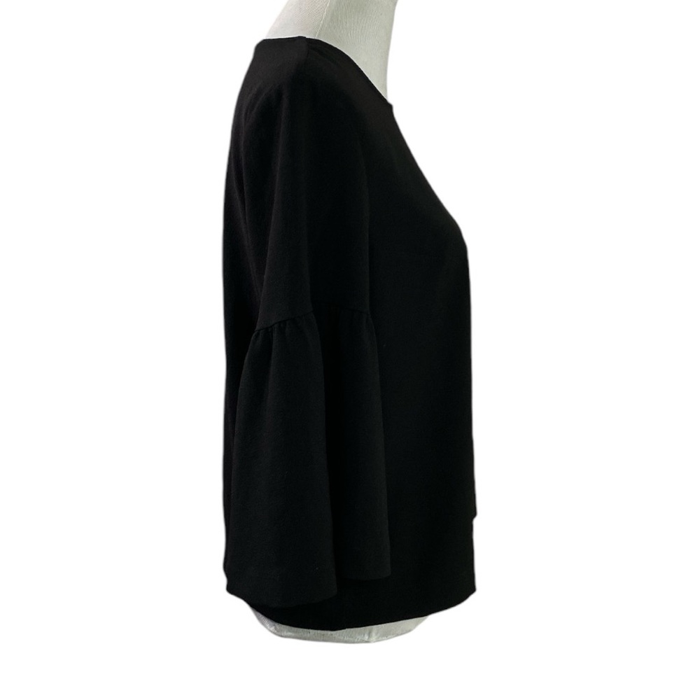 Ganni Black Crepe Flare Sleeve Clark Blouse Size 40/ US 8-10 - Picture 3 of 10